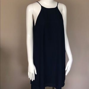 Navy A-line sleeveless dress